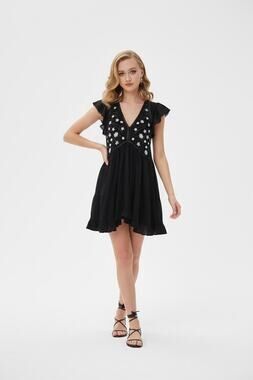 Anthropologie Cotton Floral Pattern Mini Summer Dress S Tropical Bohemian